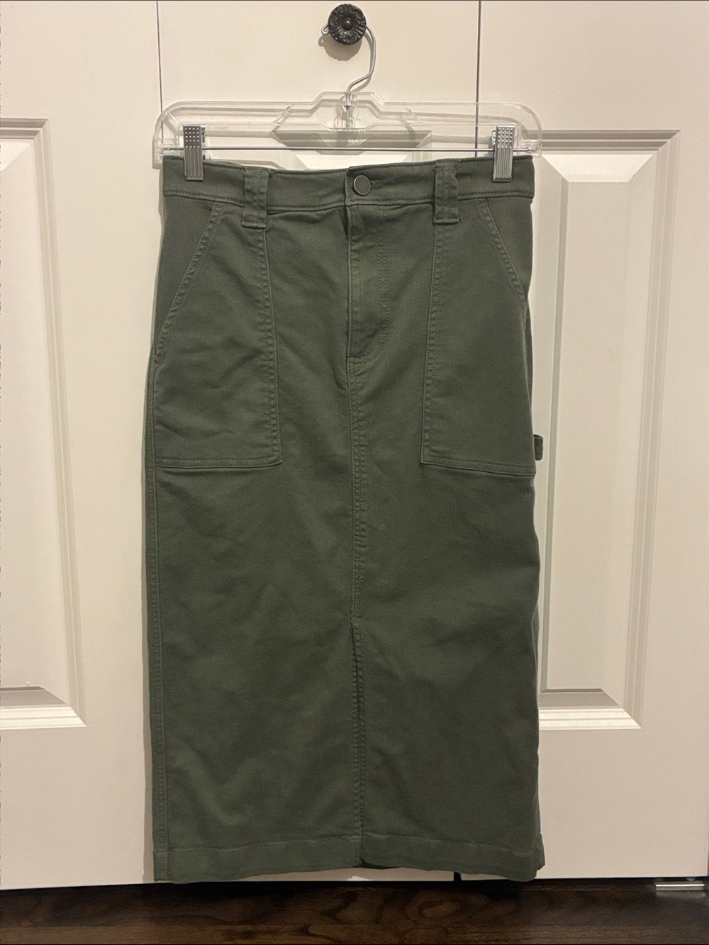 Loft Petite Olive Green Utility Midi Skirt
